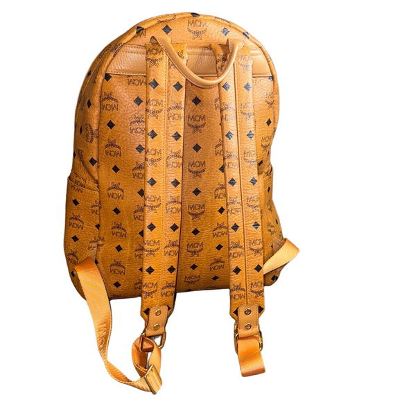 MCM Cognac Backpack with Gold Studs - Picture 3 of 7